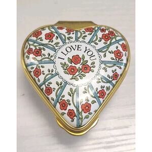 Halcyon Days Enamel Heart Hinged TrinketBox “I Love You” Valentine Gift English